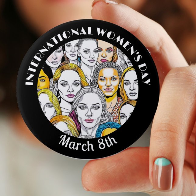 Internationaler Frauentag März 8. Button (Von Creator hochgeladen)