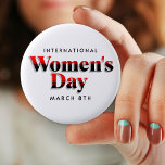 Internationaler Frauentag | März 8. Schaltfläche Button<br><div class="desc">März 8 ist der Knopf Internationaler Frauentag. Vintage Texttaste in Rot und Schwarz zum Feiern der Frauengleichheit.</div>