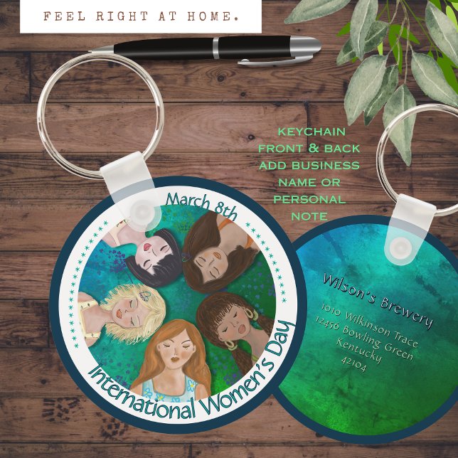 Internationaler Frauentag mit verschiedenen Zeiche Schlüsselanhänger (International Women's Day with Diverse Characters Keychain)