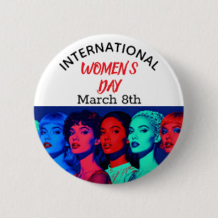 Internationaler Frauentag Pop Art Button