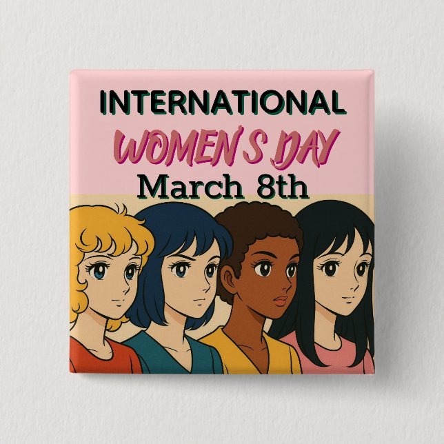 Internationaler Frauentag | Pop Art  Button (Vorderseite)