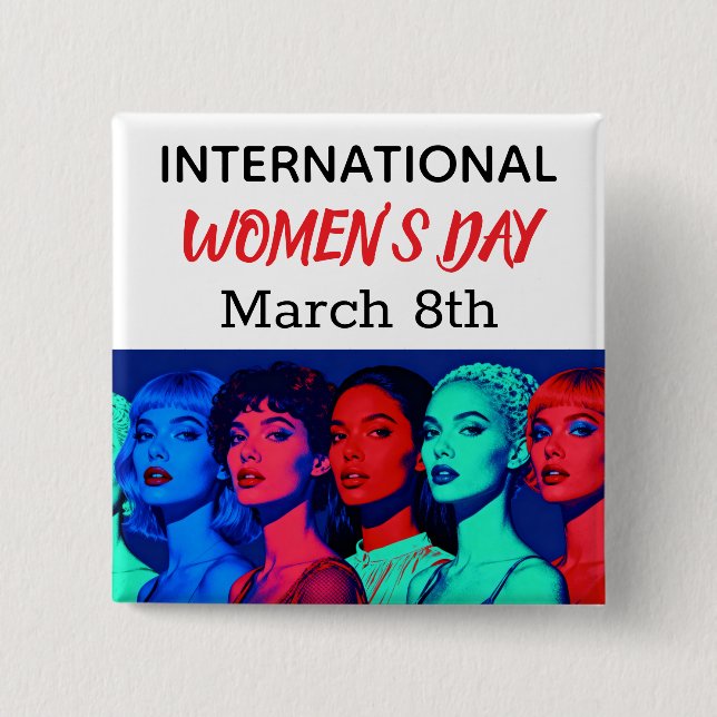 Internationaler Frauentag | Pop Art  Button (Vorderseite)