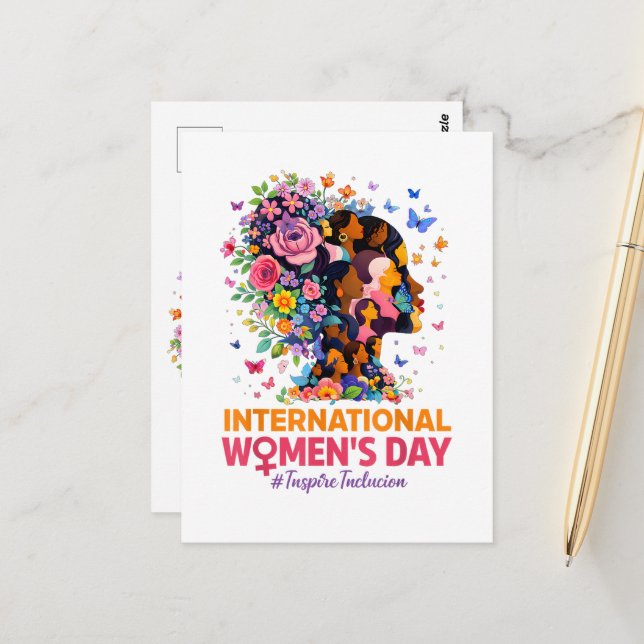 Internationaler Frauentag Postkarte (Vorderseite/Rückseite Beispiel)