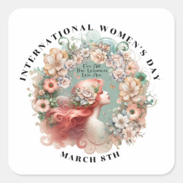 Internationaler Frauentag Quadratischer Aufkleber