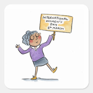 Internationaler Frauentag Quadratischer Aufkleber
