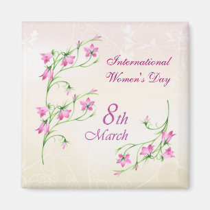 Internationaler Frauentag, rosa Blume Magnet