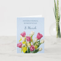Internationaler Frauentag, rosa und weiße Tulpen