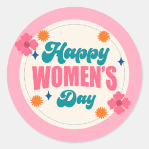 Internationaler Frauentag trendy girly süß  Runder Aufkleber