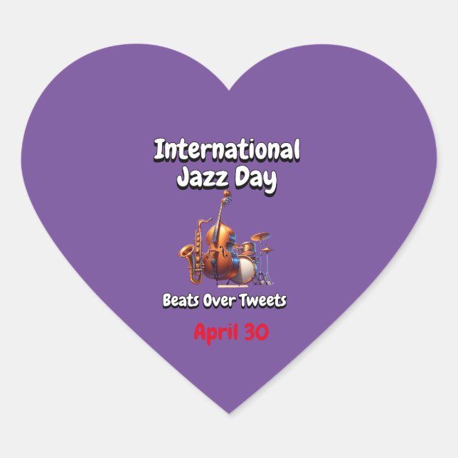Internationaler Jazz-Tag: Tweetenden überziehen Herz-Aufkleber (Vorderseite)