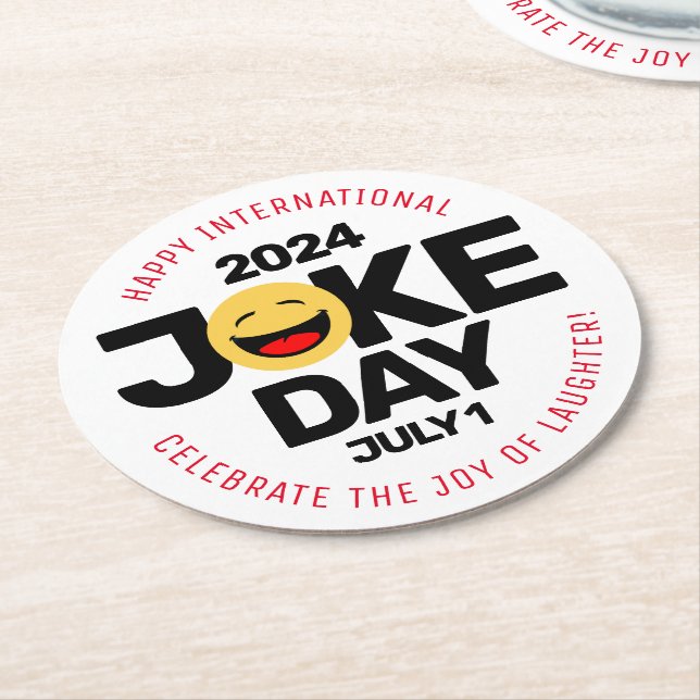 Internationaler Joke Day Laughing Face Runder Pappuntersetzer (Angewinkelt)