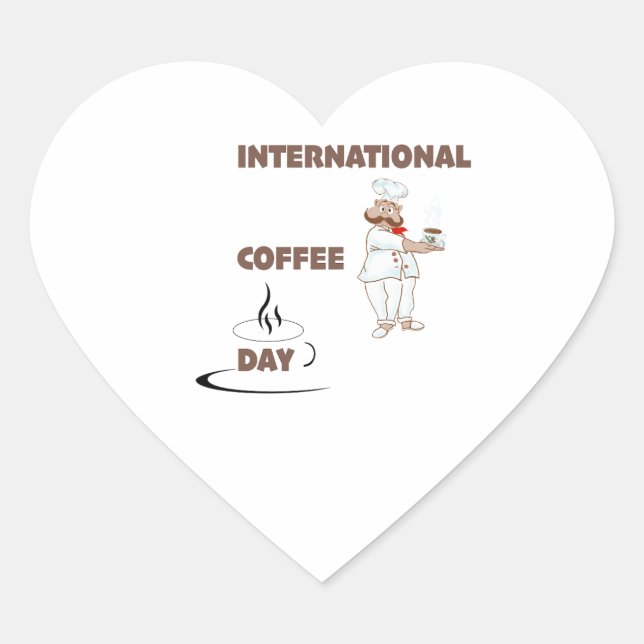 Internationaler Kaffeetag Herz-Aufkleber (Vorderseite)