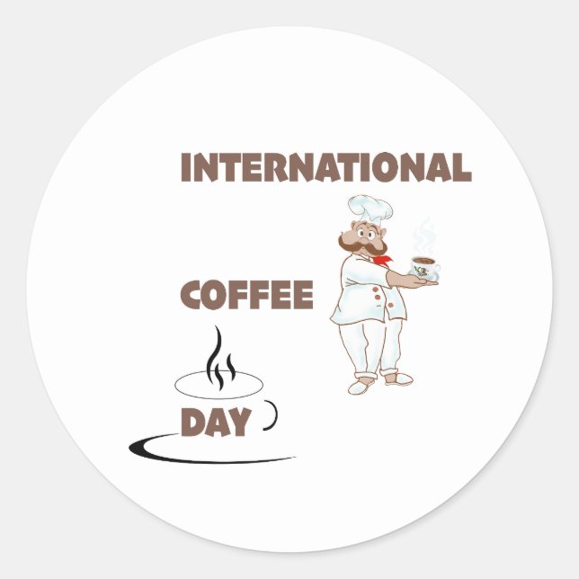 Internationaler Kaffeetag Runder Aufkleber (Vorderseite)