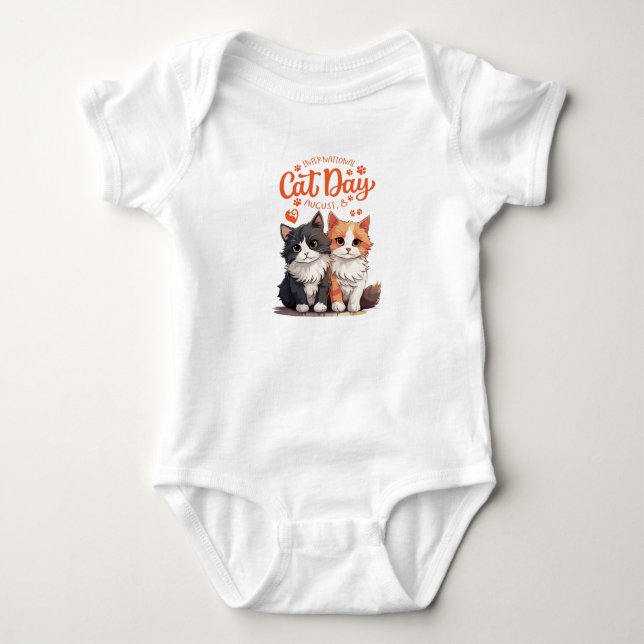 Internationaler Katzentag Baby Strampler (Vorderseite)