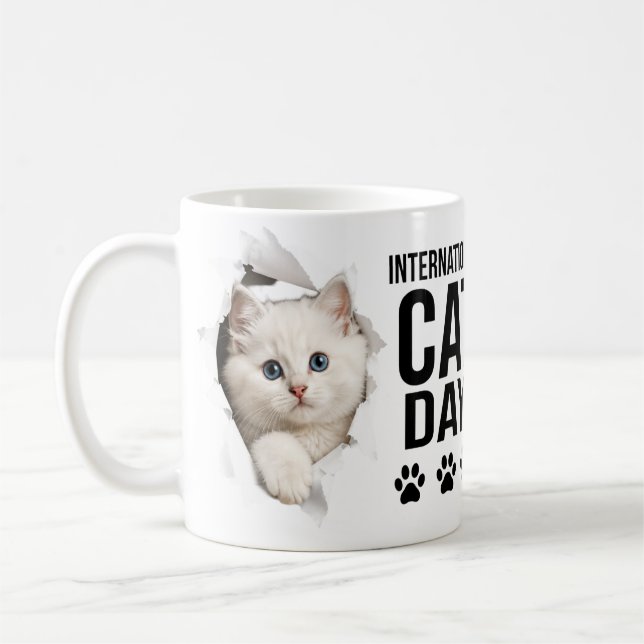 Internationaler Katzentag-Feier Kaffeetasse (Links)