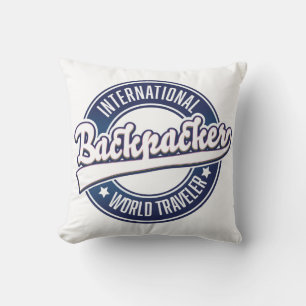 Internationaler Rucksacktourist Wort Reisender Log Kissen