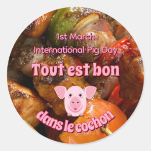 Internationaler Schweinetag Runder Aufkleber