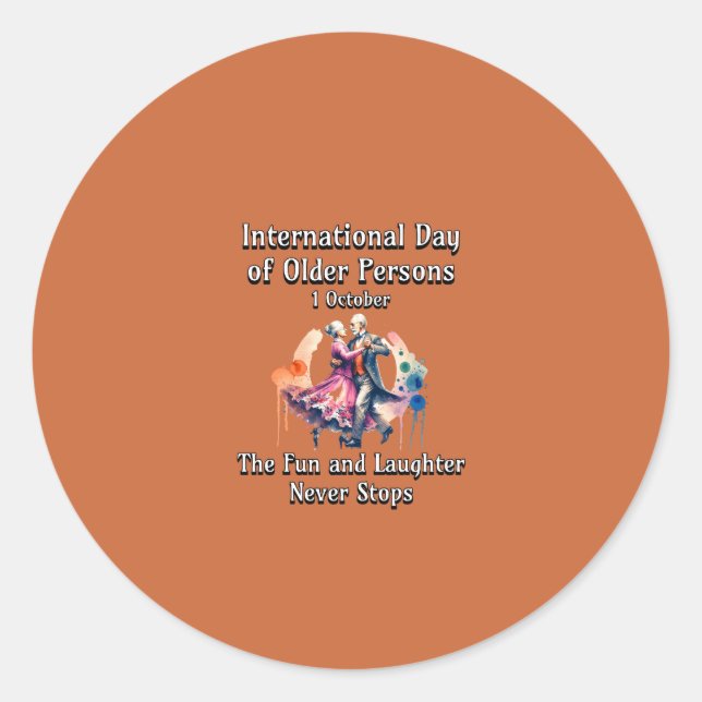 Internationaler Tag der älteren Menschen. Spaß. Runder Aufkleber (Vorderseite)
