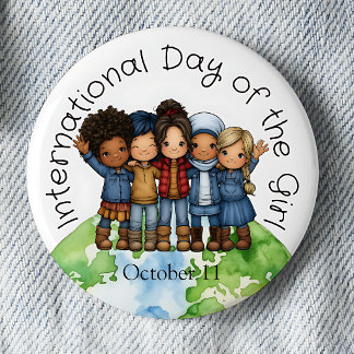 Internationaler Tag der Mädchen-Anstecknadel Button