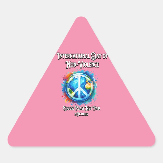 Internationaler Tag der Nicht-Gewalt. Frieden. Dreieckiger Aufkleber (Vorderseite)