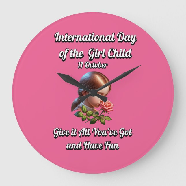 Internationaler Tag des Mädchens. Spaß haben Große Wanduhr (Vorderseite)