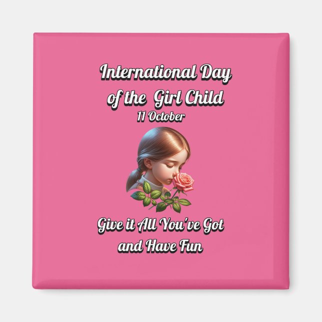 Internationaler Tag des Mädchens. Spaß haben Magnet (Vorne)
