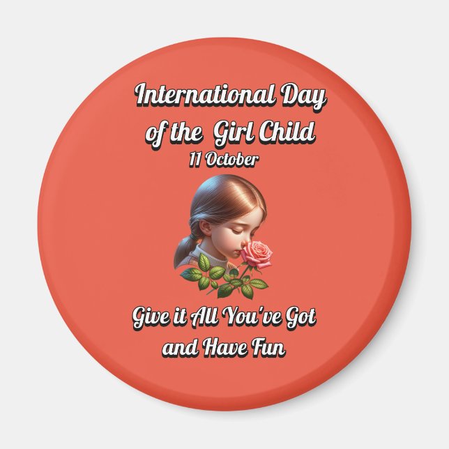 Internationaler Tag des Mädchens. Spaß haben Magnet (Vorne)