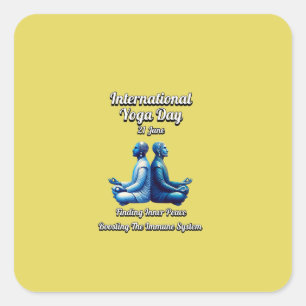 Internationaler Tag des Yoga. 21 Juni Quadratischer Aufkleber