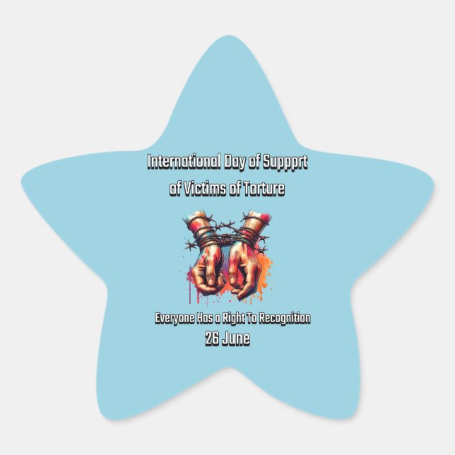 Internationaler Tag zur Unterstützung von Folterop Stern-Aufkleber (Vorderseite)