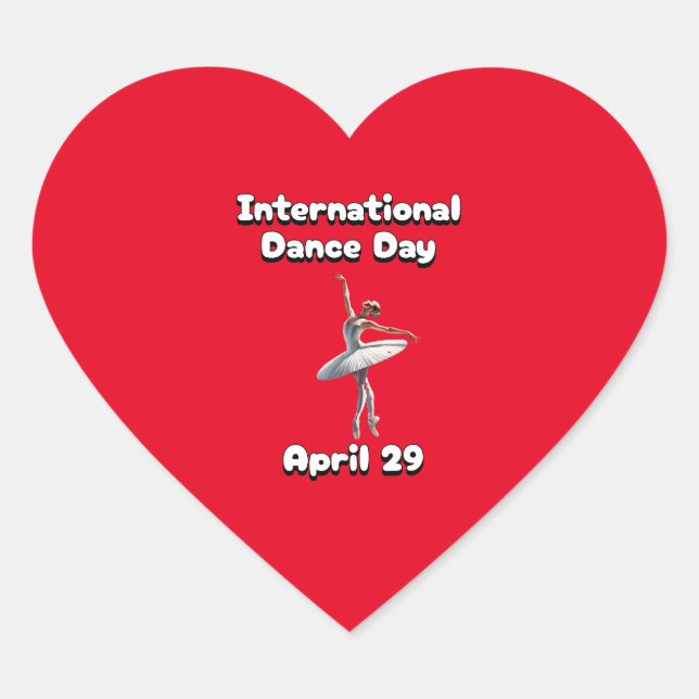 Internationaler Tanztag Herz-Aufkleber (Vorderseite)