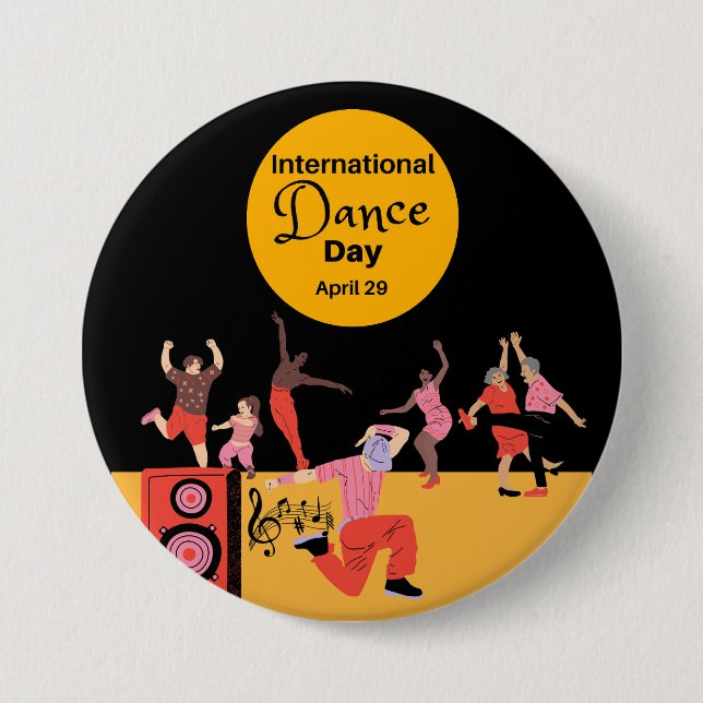 Internationaler Tanztag | Welttanztag Button (Vorderseite)