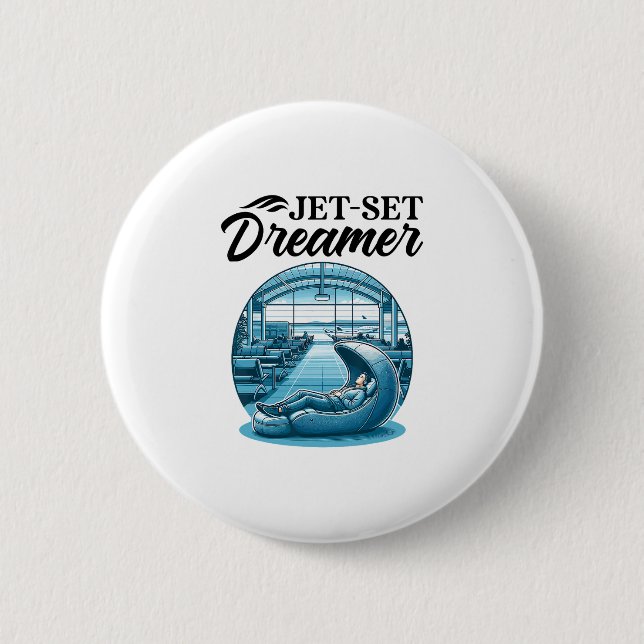 Internationaler Weltreisender Jet-Set-Träumer Reis Button (Vorderseite)