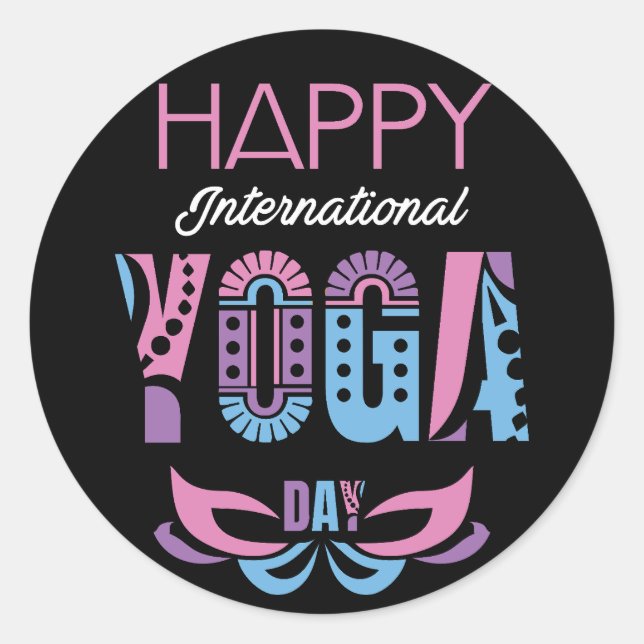 Internationaler Yogatag Runder Aufkleber (Vorderseite)