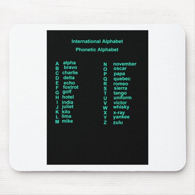 Internationales Alphabet Mousepad (Vorne)