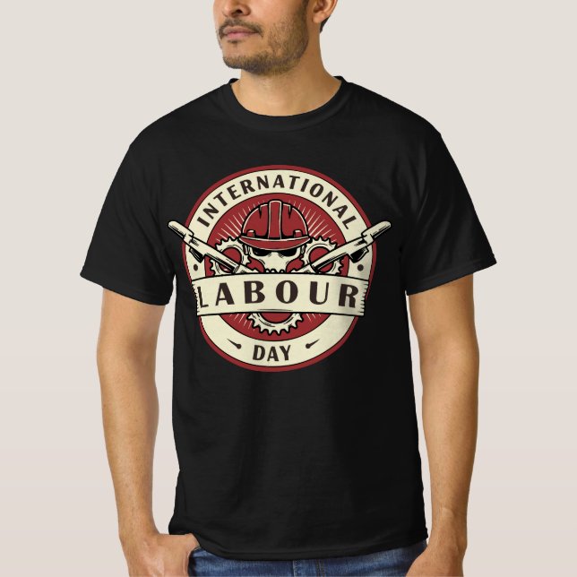 internationales Arbeitstagsemblem T-Shirt (Vorderseite)