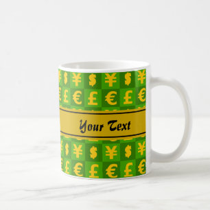 Internationales Geld Währungssymbole Muster Tasse