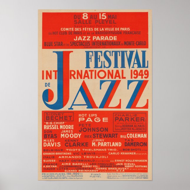 Internationales Jazzfestival 1949 Vintag Poster (Vorne)