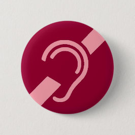 Internationales Symbol für taubes, Rosa auf Rot Button