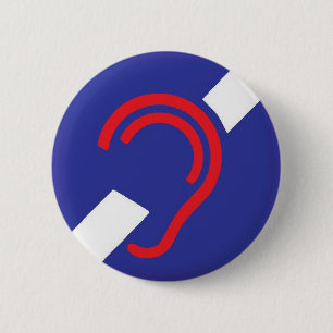 Internationales Symbol für taubes, Rotes, Weiß u Button
