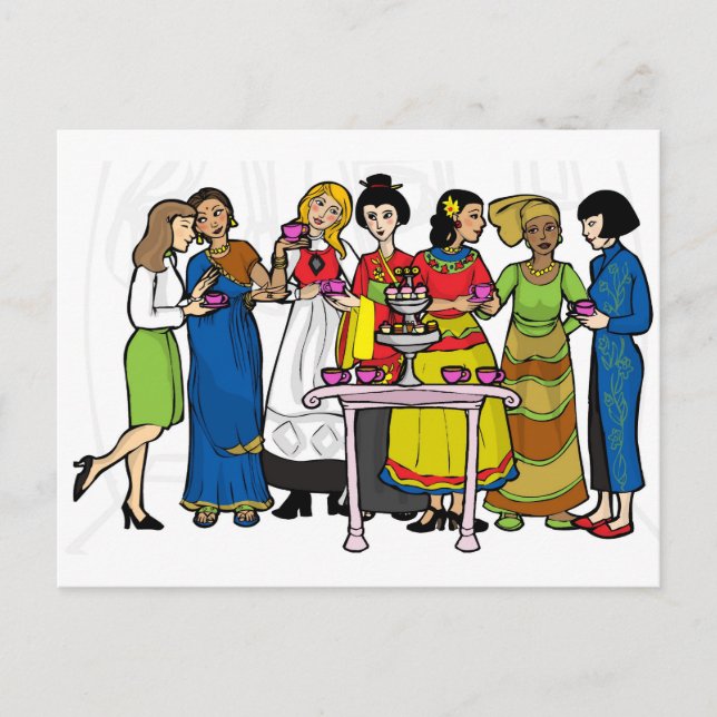 Internationales Tee-Party Postkarte (Vorderseite)