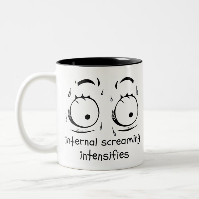 Internes Screaming erhöht Meme FaceSweat Zweifarbige Tasse (Links)