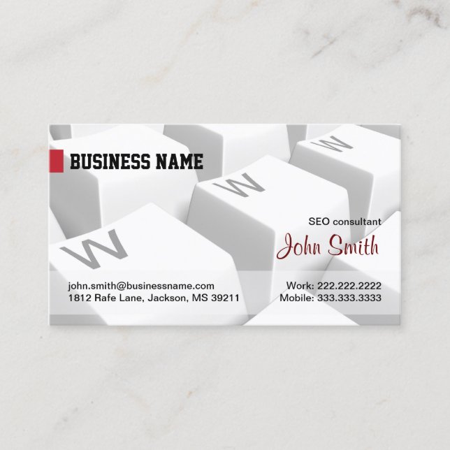 Internet Business Card mit weißer WWW-Tastatur Visitenkarte (Vorderseite)