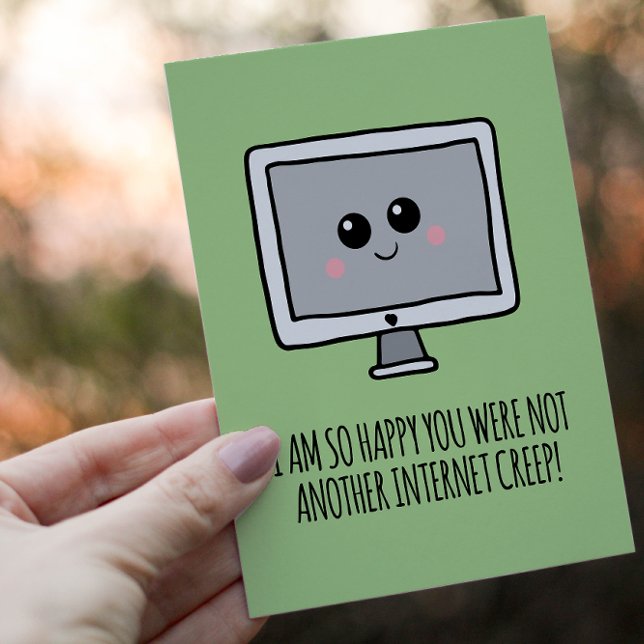 Internet Creep Kawaii Funny Valentinstag Postkarte ( This card is sure to fry the motherboard of any heart and give your love life a software update )