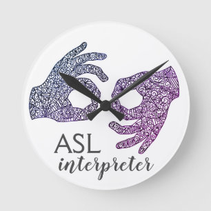 "Interpreter" American Sign Language (Ombré) Clock Runde Wanduhr