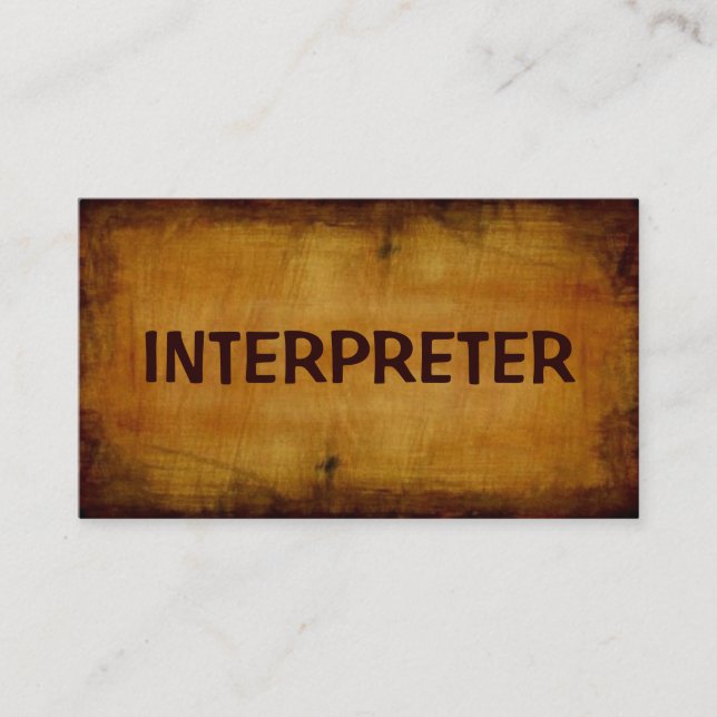 Interpreter antiker Visitenkarte (Vorderseite)
