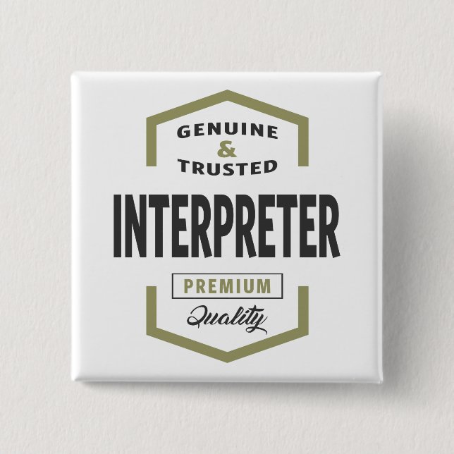 Interpreter Logo Geschenkideen. Button (Vorderseite)