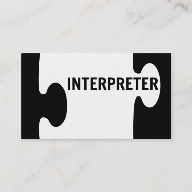 Interpreter Puzzle Piece Business Card Visitenkarte (Vorderseite)