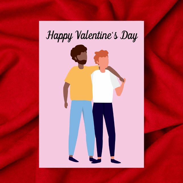 Interracial Gay Couple Two Men Valentine's Day Karte (Von Creator hochgeladen)