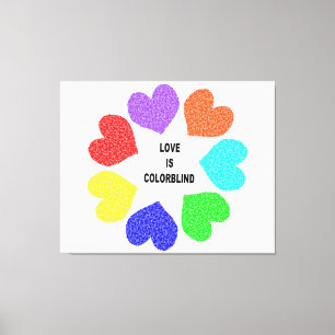 Interrassische Liebe Rainbow Hearts Canvas Print Leinwanddruck
