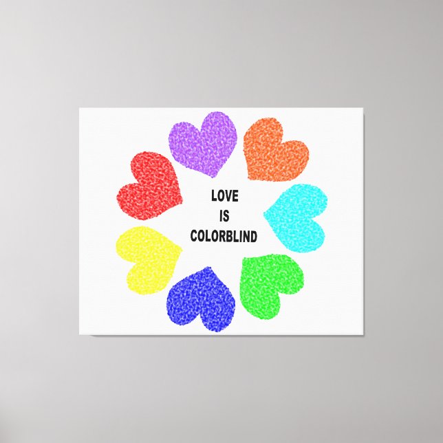 Interrassische Liebe Rainbow Hearts Canvas Print Leinwanddruck (Vorderseite)