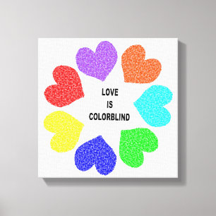 Interrassische Liebe Rainbow Hearts Canvas Print Leinwanddruck